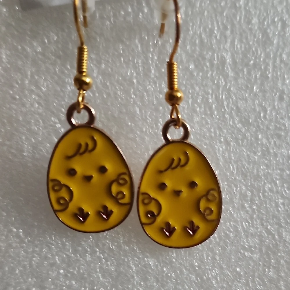 Hand Crafted Yellow Chick Egg Drop Earrings